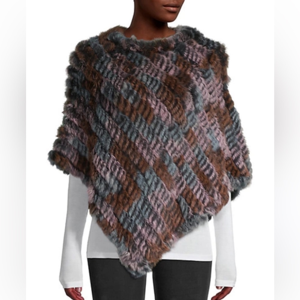 Adrienne Landau Rabbit Fur Poncho